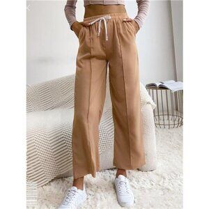 Wide Leg Drawstring Casual Pants
